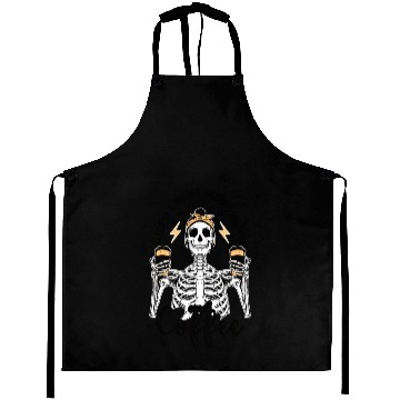 Discover Skeleton Drink Tired Mom needs Coffee Aprons