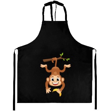 Discover Monkey Holding Banana On Tree Primate Gorilla ape Aprons