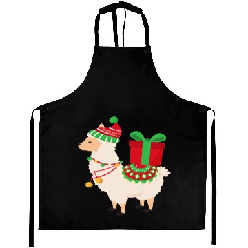 Discover Lama with Christmas present Aprons