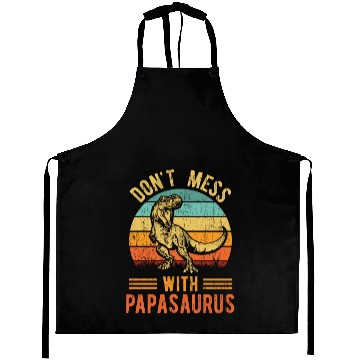 Discover Papa Dad Father Dinosaur Funny Design - Papasaurus Aprons