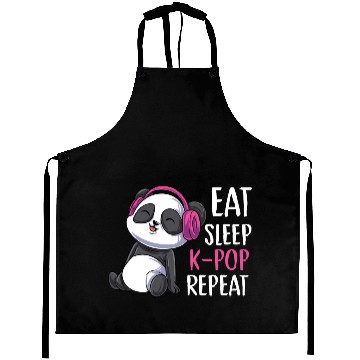 Discover Eat Sleep K-pop Repeat Panda bear korean music Aprons