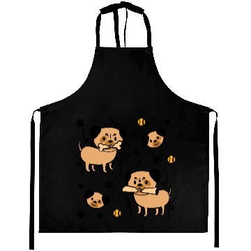 Discover Cute Adorable Pug and Dog Paw Pattern Aprons