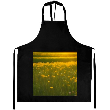 Discover Lovely Yellow Flowers and Green Grass Aprons
