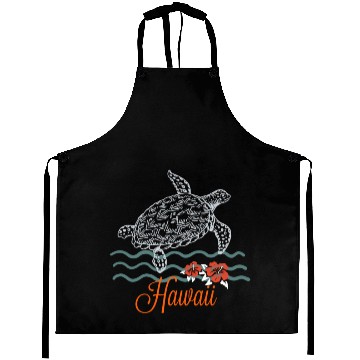 Discover Hawaii Sea Turtle Hibiscus Flowers Souvenir Aprons