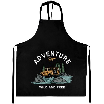 Discover Light Blue Illustration Adventure Aprons