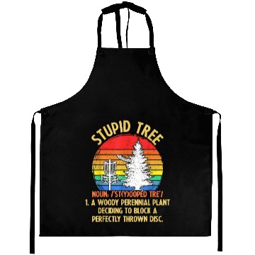 Discover Vintage Sunset Stupid Tree Disc Golf Lover Aprons