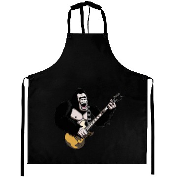 Discover Huge ape playing electric guitar. Aprons