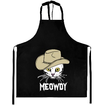 Discover Meowdy Funny Cat Cowboy Hat Design Aprons