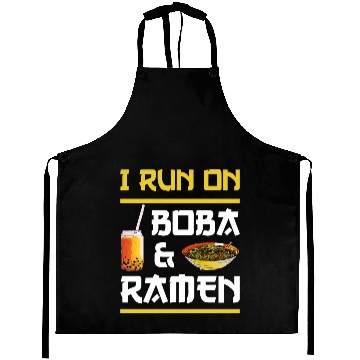 Discover I RUN ON BOBA AND RAMEN Aprons