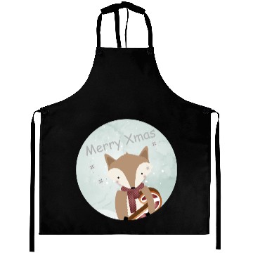 Discover cute fox for Christmas with candy cane Aprons
