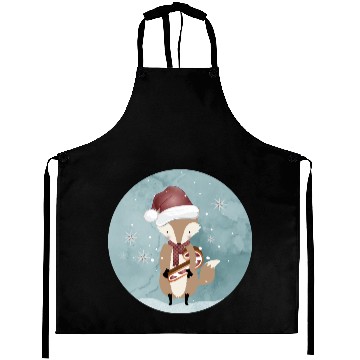Discover cute fox for Christmas with candy cane Aprons