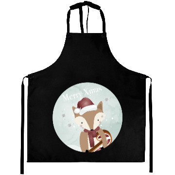 Discover cute fox for Christmas with candy cane Aprons