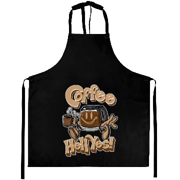 Discover Coffee Hell Yes Coffee Man Salute Aprons
