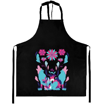 Discover Two Wolves And Flowers Abstract Aprons