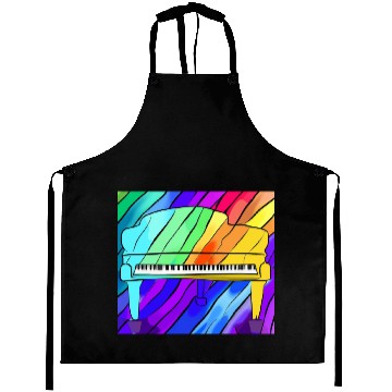 Discover piano in front of a colorful rainbow Aprons