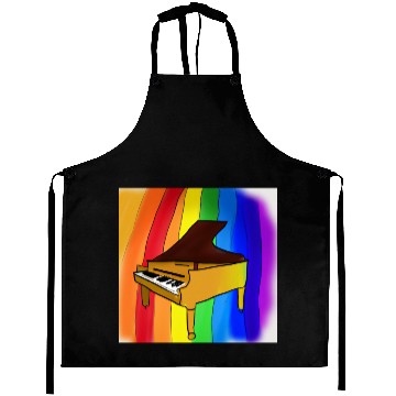 Discover piano in front of a colorful rainbow Aprons