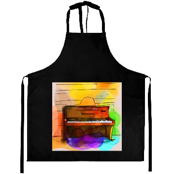 Discover A beautiful piano in front of a colorful wall Aprons