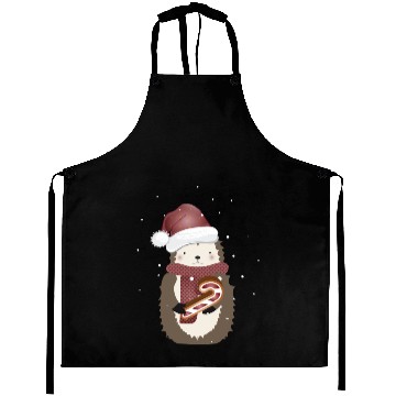 Discover cute hedgehog for christmas with candy cane Aprons