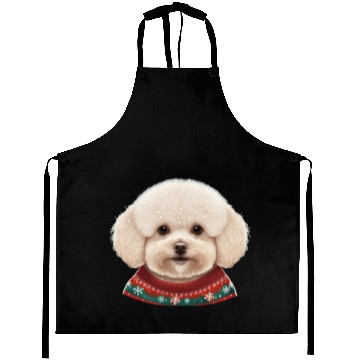 Discover Festive Bichon Frise in a Christmas Sweater Aprons
