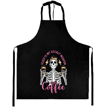 Discover Skeleton Drink Tired Mom needs Coffee Aprons