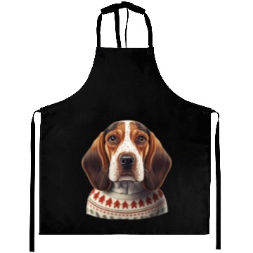 Discover Festive English Coonhound in a Christmas Sweater Aprons