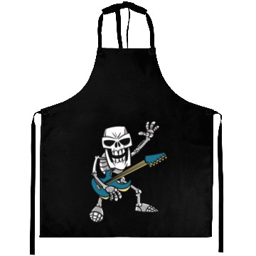 Discover Rock & Roll Skeleton Guitar Music Lover Rockstar Aprons