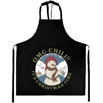 Discover Omg Chili!! It's Christmas Time Apparel Aprons