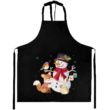 Discover Snowman with fox, rabbit and robin Aprons