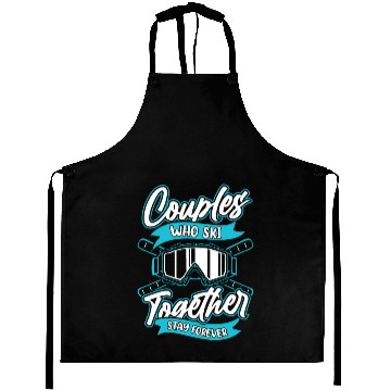 Discover Skiing Skier Couple Aprons