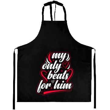 Discover My only beats for him Valentine's Day Aprons