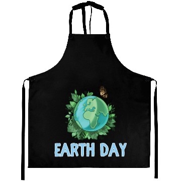 Discover Earth Day Gift Globe Plants Butterfly Save the Aprons
