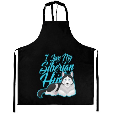 Discover I Love My Siberian Husky Aprons