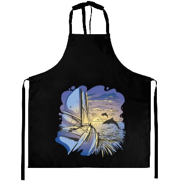 Discover Boat sailing ocean sunset dolphin Boat sailing oce Aprons
