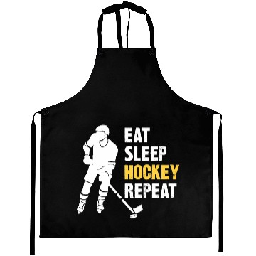 Discover Eat Sleep Hockey Repeat Aprons