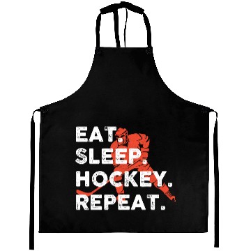 Discover Eat Sleep Hockey Repeat Hockey Funny Ice Hockey Aprons
