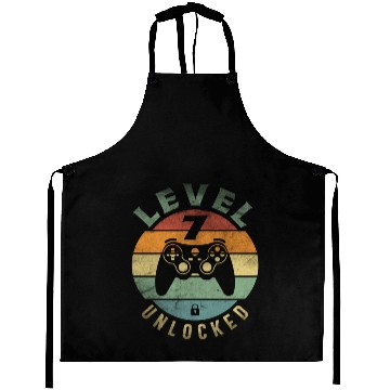 Discover Level 7 Unlocked Funny Video Gamer 7th Birthday Aprons