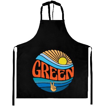 Discover Green Aprons Vintage Sunset Green Groovy Tie Dye