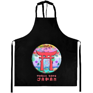 Discover Torii Gate Shinto Japan Asian Floral Pattern Aprons