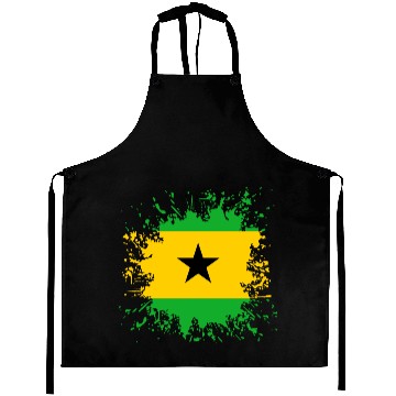 Discover Sao Tome And Principe Flag Paint Splatter Aprons