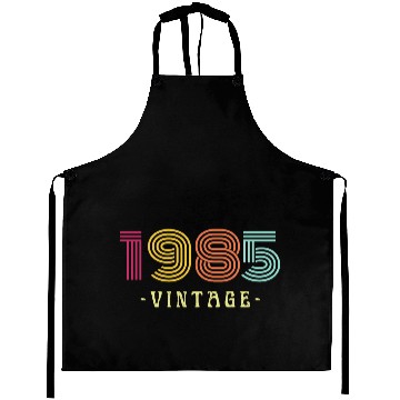 Discover Neon Rainbow Retro Birthday Year Vintage 1985 Aprons