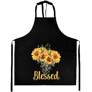 Discover Blessed Sunflower Honey Bees Black Plaid Bow Aprons