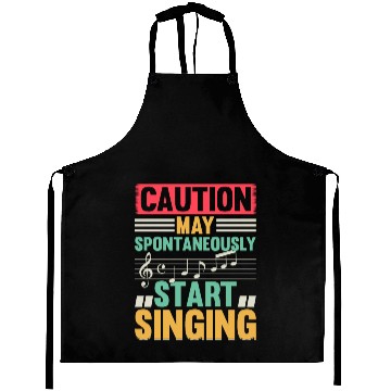 Discover Music Lover - Caution May Spontaneously Start Sing Aprons