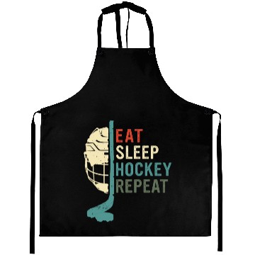 Discover Eat Sleep Hockey Repeat Aprons