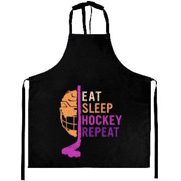 Discover Eat Sleep Hockey Repeat Aprons