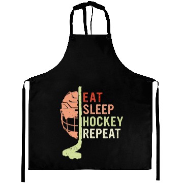 Discover Eat Sleep Hockey Repeat Aprons