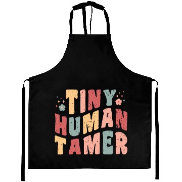 Discover tiny human tamer, Funny Retro Teacher Aprons