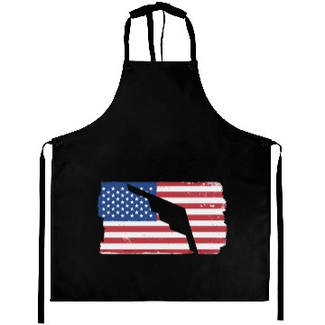 Discover B-2 Stealth Bomber Military Airplane American Flag Aprons