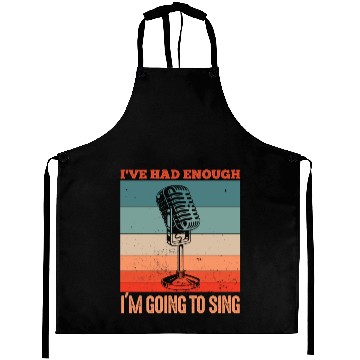 Discover Funny singer microphone saying motif Aprons