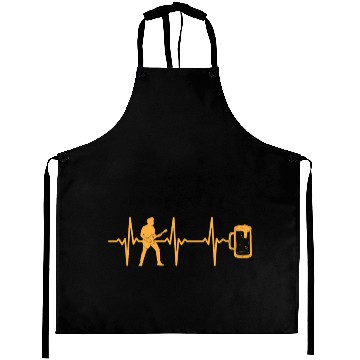 Discover Guitar Player Bass Guitar Heartbeat Beer - Bass Gu Aprons