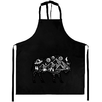 Discover Space and outdoor bison silhouette Aprons